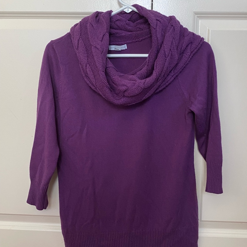 New York & Company Deep Purple Cowl Neck Sweater Size S